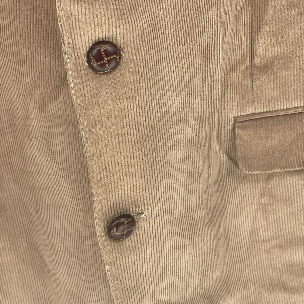 Men Chaps‎ Tan Corduroy Jacket Size 48L Knot Button Blazer Chore Barn coat F-186